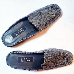 Stuart Weitzman Grey Snakeskin Mules Slides 9B